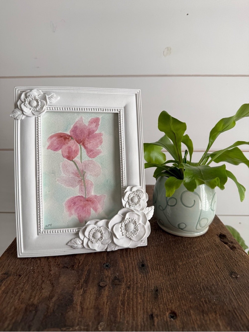 Handcrafted Watercolor original in 4x6 white frame - Picture 1 of 5